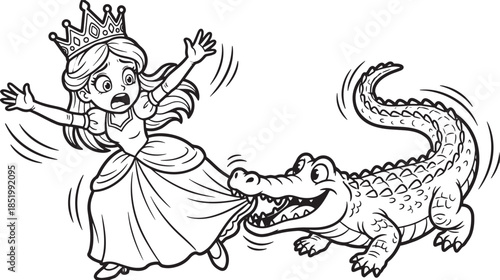 Funny Princess and Crocodile Chase