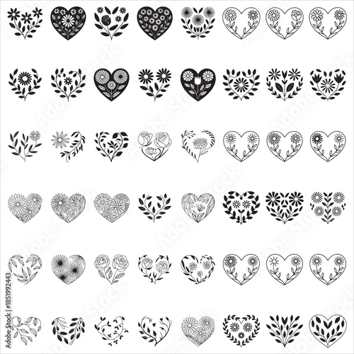 Floral Heart Svg Clip Art