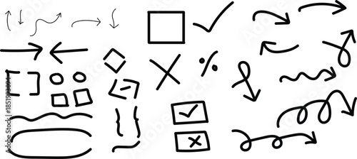 A collection of hand drawn arrows and symbols