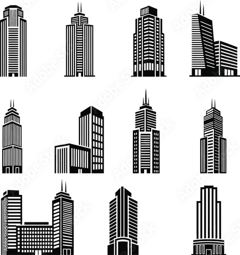 Modern Skyscrapers Silhouette Vector Collection in Various Architectural Designs