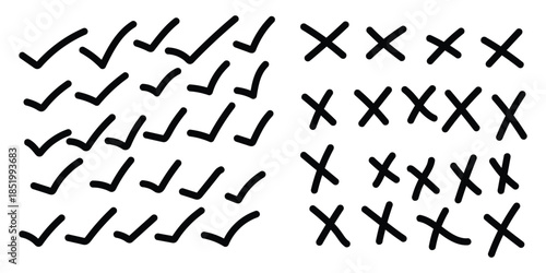 Checkmarks and x s symbol pattern