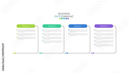 Infographic template about project lists for year and explain to 4 quarter and be able to apply to presentation with 4 options