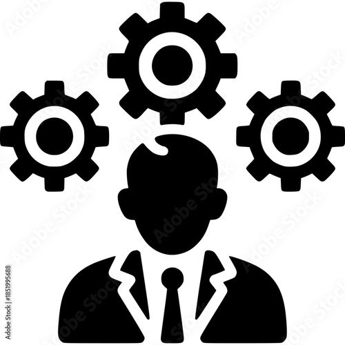 MANAGEMENT Person With Gears Supervision Icon