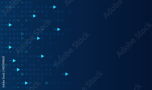 Blue arrow shapes arranged in a flowing directional pattern on a dark background with copy space