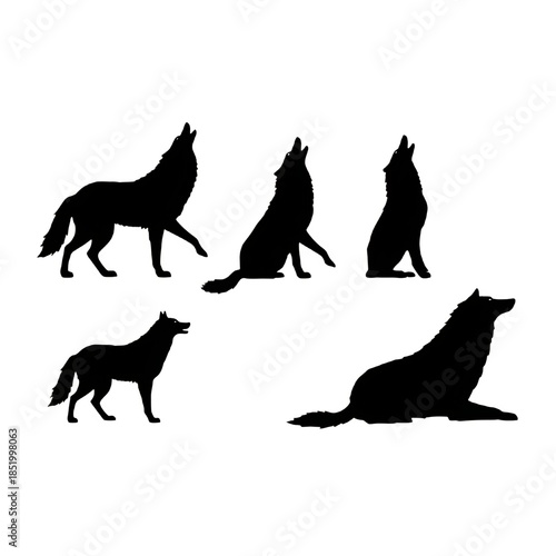 Black dog silhouettes vector illustration of pets and animals collection