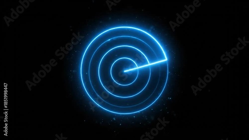 Wallpaper Mural Digital radar screen with blue glowing concentric circles and a sweeping line Torontodigital.ca