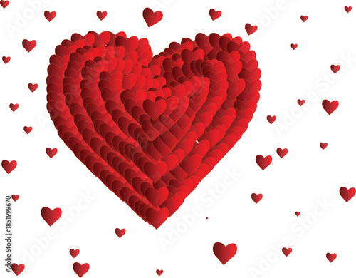 Red gradient love shaped heart valentine's day curd 