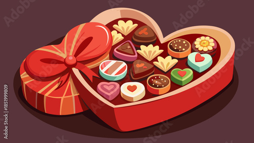 Heart-shaped chocolate box isolated on white background