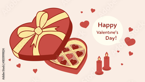 Valentine's day chocolate box isolated on white background