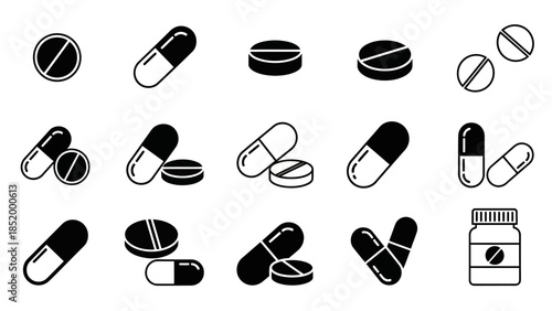 Assorted Pills and Capsules Scattered Across a Plain White Background Demonstrating Medical Pill Patterns and Everyday Pharmaceutical Imagery.