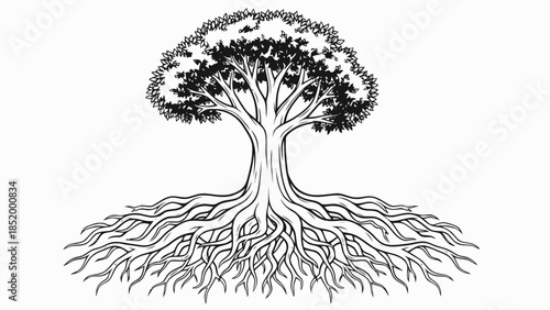 Tree of Life Roots and Branches Illustration
