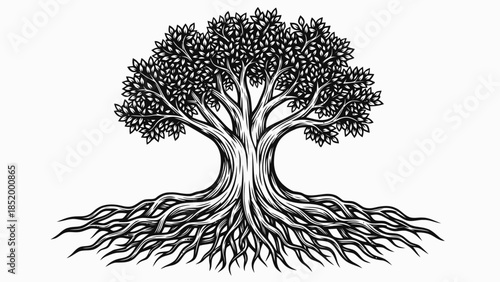 Tree of Life Roots and Branches Illustration
