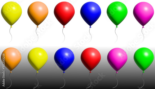 Large group of colorful realistic 3D balloons arranged together, creating a bright and festive party background high-quality digital render suitable for EPS vector design, PNG use, and modern celebra
