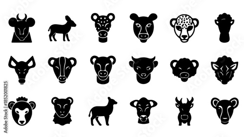 Collection of various animal illustrations displayed in a grid pattern on a white background