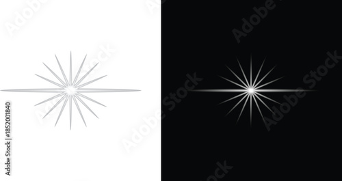 Radiant Starburst Light Effects on Transparent Background with PNG file