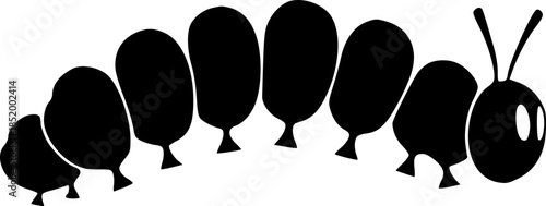 Cute Caterpillar Shape Silhouette Circle Segment Vector Art