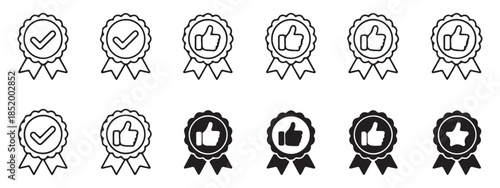 Rewards and loyalty program line icons, outline symbols of bonus, present, gift, and star