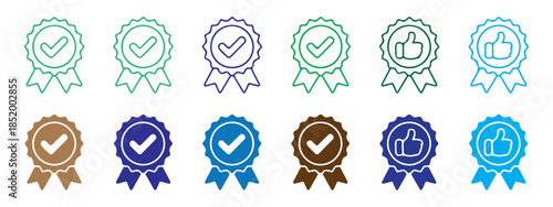 Rewards and bonus line icons, loyalty program symbols of star, diamond, gift, and medal