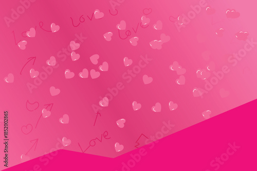 Vector art of romantic pink background with floating hearts and love messages for valentines day or anniversary celebration