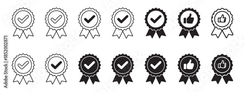 Loyalty program rewards line icons, set of bonus, medal, shopping bag, star, and diamond