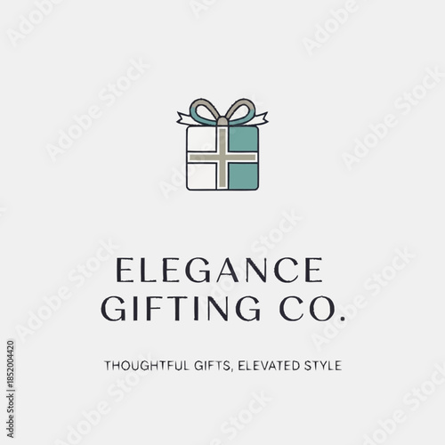 A logo for "Elegance Gifting Co." featuring a stylized gift box icon in teal and white, with the tagline "Thoughtful Gifts, Elevated Style" on a light background.