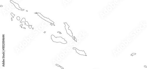 Solomon Islands Map Stroke Outline Country Island in Melanesia Oceania Design Vector
