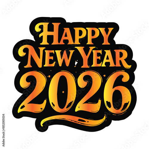 Happy New Year 2026 Simple Template Vector Illustration