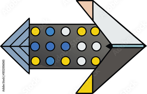 Minimal arrow icon with handcrafted dots