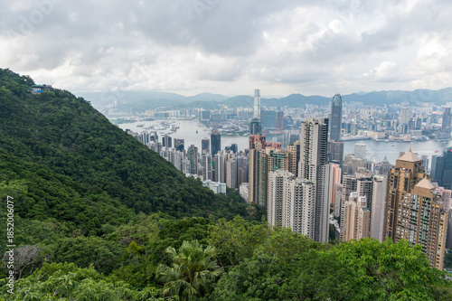 Wallpaper Mural View of Hong Kong and Kowloon from Victoria peak. Panorama of Hong Kong, skyscrapers and nature. Torontodigital.ca