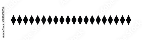 Black Horizontal Border Element Composed of Repeated Geometric Diamond Shapes for Minimalist Design Accents, Clean Dividers, and Simple Decorative Page Break Graphics