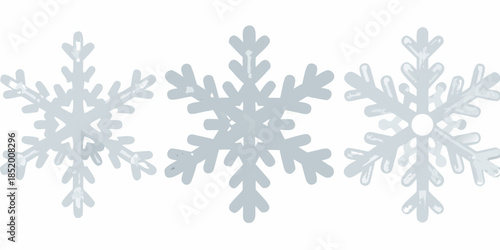 Three delicate light blue snowflakes arranged in a horizontal line