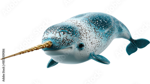 Majestic Narwhal Portrait: This captivating portrait features a narwhal, with its iconic long tusk, showcased against a clean backdrop.