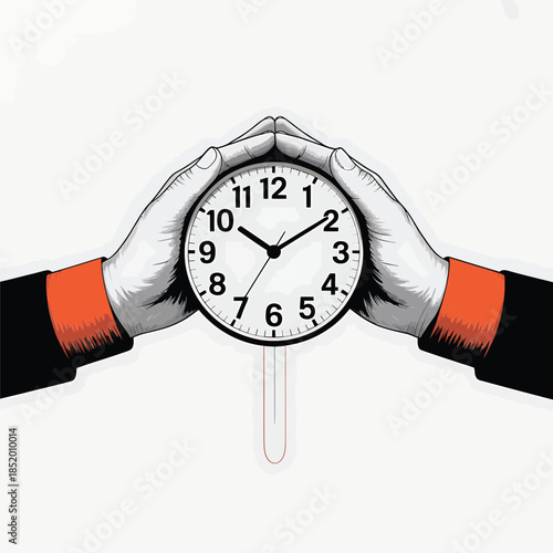 Hands protect a clock symbolizing time s fragility and precious nature