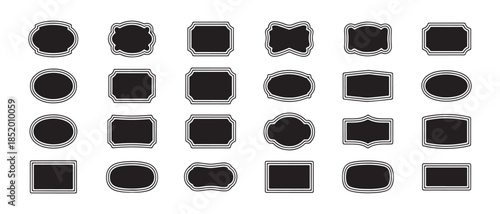 Twenty four assorted ornate black label frames with inner white borders for ornate product presentation or elegant greeting cards