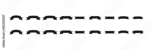 Group of twenty-two minimalist black banner graphics showing distinct curves and straight band shapes