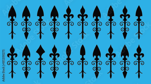 Set of black bird wings icons isolated on green background for tattoo design heraldry eagle flight symbol and logo decoration element