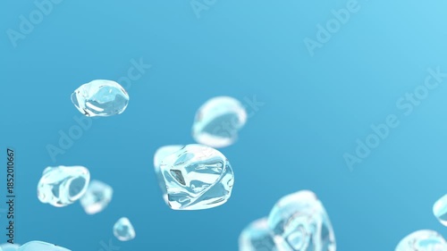 Water Bubbles Rising on Blue Gradient Background