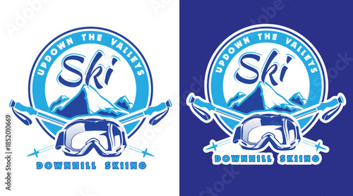 Skiing Mountain Snow Valley tshirt design