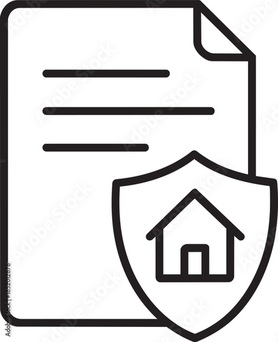 Home insurance policy document icon with protective shield