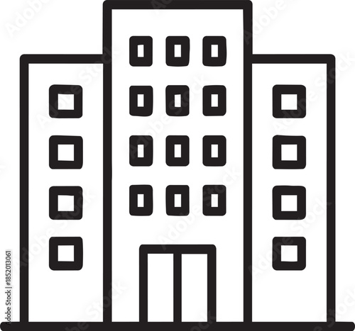 Multi-story office building or apartment block outline icon