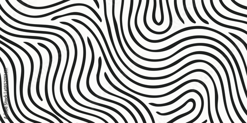 Abstract Black and White Wavy Line Pattern Background.