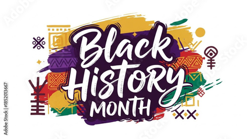 Vibrant black history month graphic with diverse african patterns and symbols