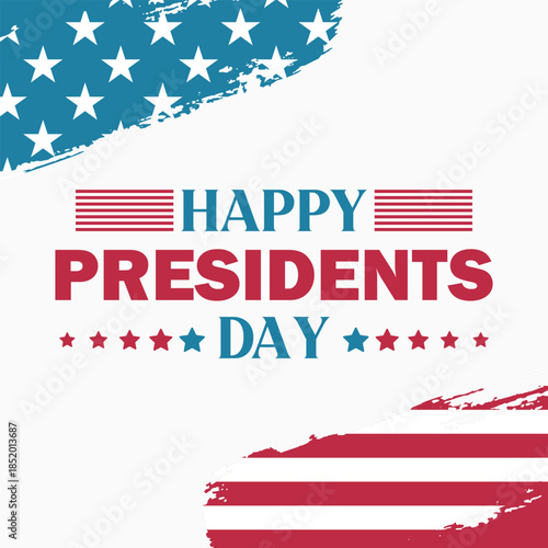 Happy Presidents Day Clean Patriotic Design with American Flag Elements