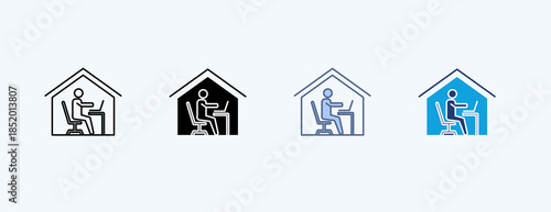 Home Office Multiple Icon Illustration Vector