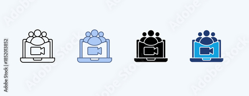 Video Conference Multiple Icon Illustration Vector