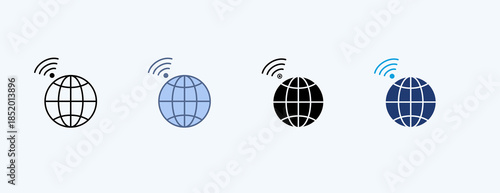 Internet Access Multiple Icon Illustration Vector