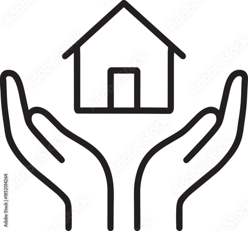 Hands holding a house outline representing home protection and real estate care