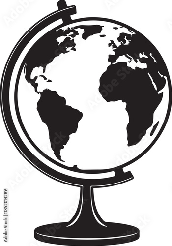 Detailed globe with continents visible, represents earth, travel, and global connection