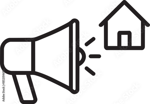 Announcing property deals with a megaphone icon for real estate marketing