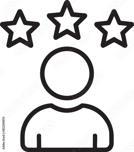 Customer Review Rating with Person and Three Stars Icon